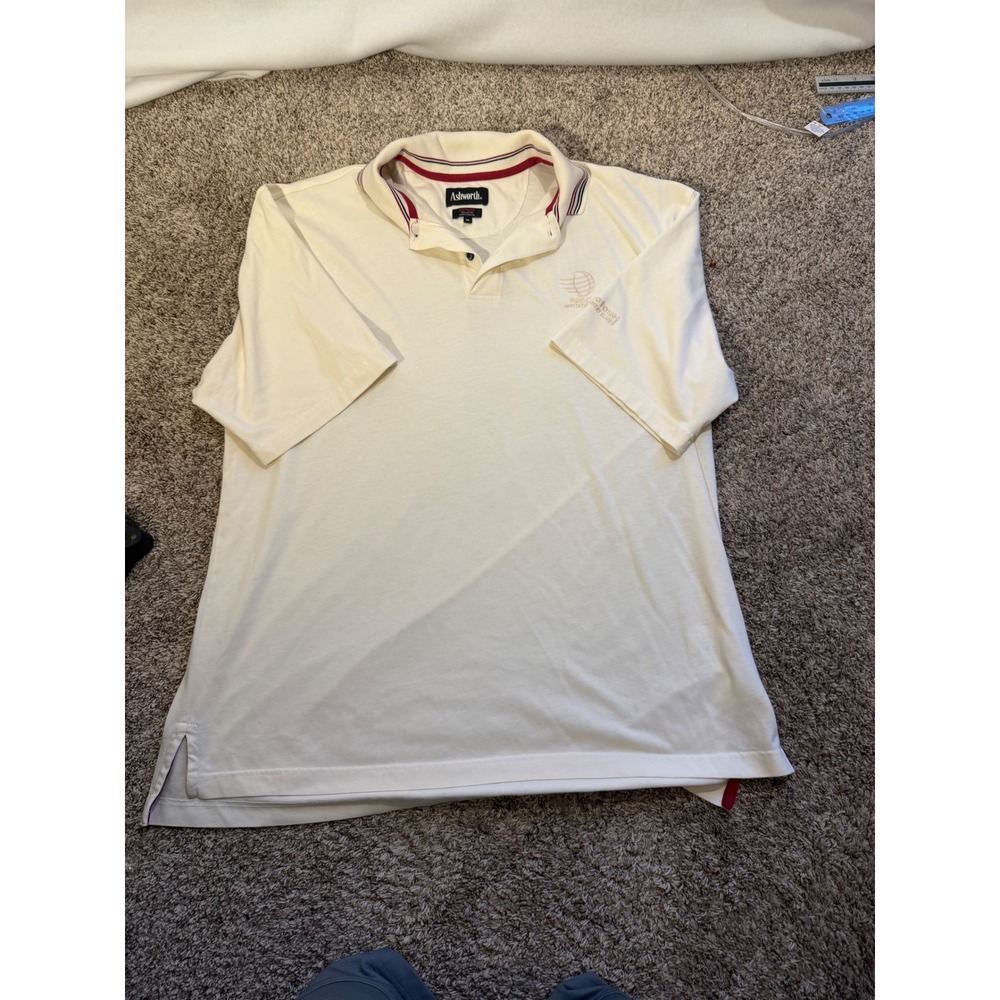 Ashworth Vintage Mens XL Polo Shirt NEC Invitational Firestone Cream